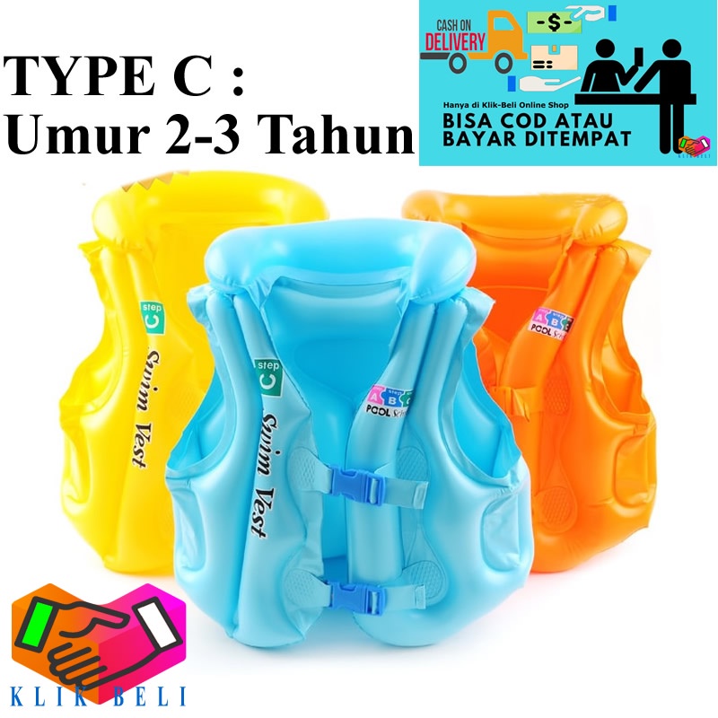 Pelampung Rompi Anak Swim Vest Renang Jaket Step A / B / C Umur 2-12 Tahun Ukuran M / L / XL