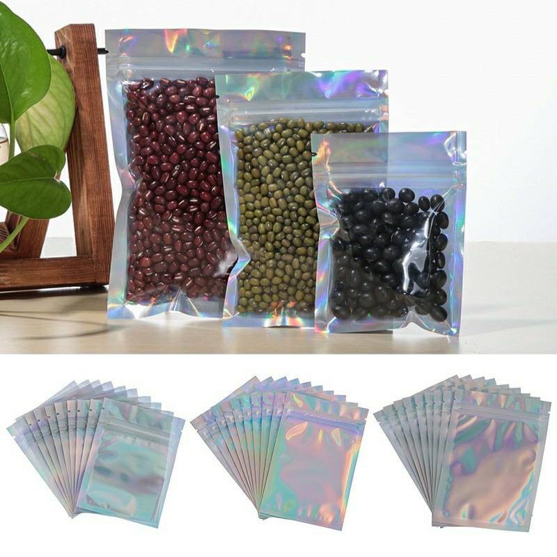 [5 Pcs] Ziplock Hologram / Ziplock Alumunium Foil Pouch Plastik Kemasan Dus Packing Packaging Rainbow