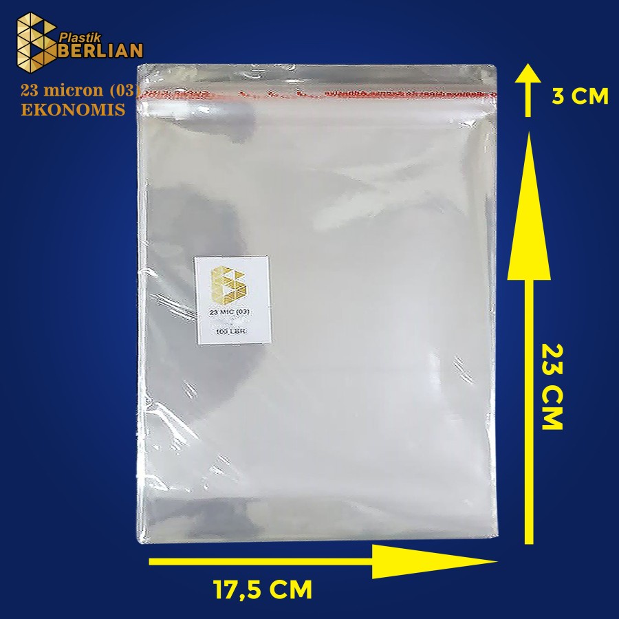 

17,5 x 23 cm Plastik OPP EKONOMIS 23micron (100 lbr) (lem/seal)