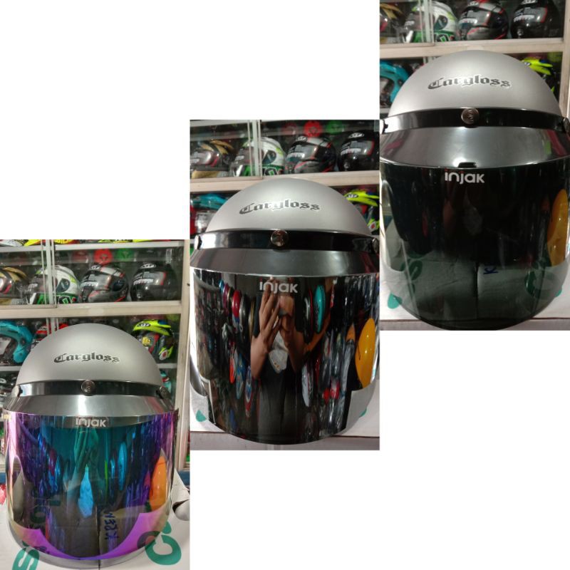 helm cargloss CF retro ORI silver doff pake kaca datar