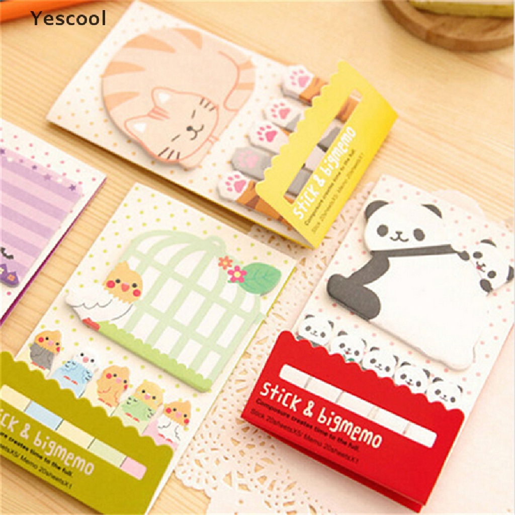 Yes Sticky Notesmemopost It Motif Kartun Pandakucing Lucu Kawaii Multi Warna Untuk Kantorsekolah