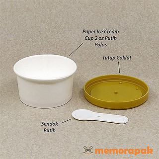 Jual Paper Cup Ice Cream / Gelas Kertas Es Krim 2 oz + Tutup Coklat