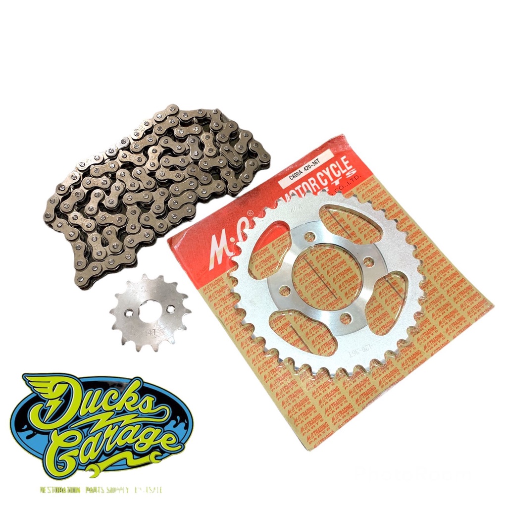 Gear set rantai 420 honda c50 c65 c70 c90 supercup c700 c800 astrea 800