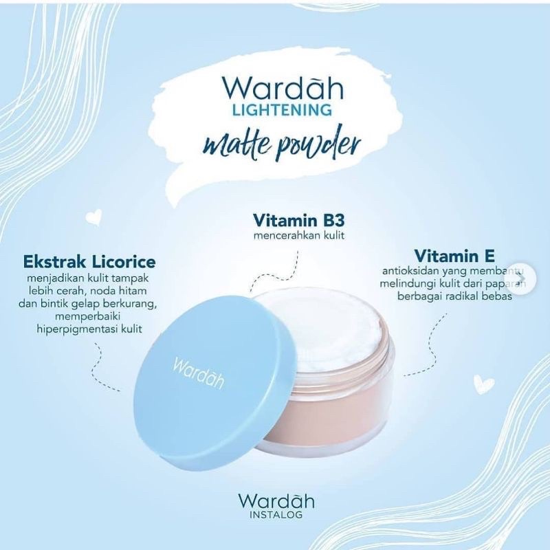 WARDAH LIGHTENING SERUM, MATTE POWDER, BLUE CLAY MASK, OIL INFUSED MICELLAR WATER