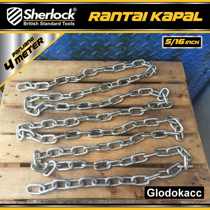 Rantai Besi / Kapal Galvanized 8 mm 5/16 inch Sherlock panjang 4 meter