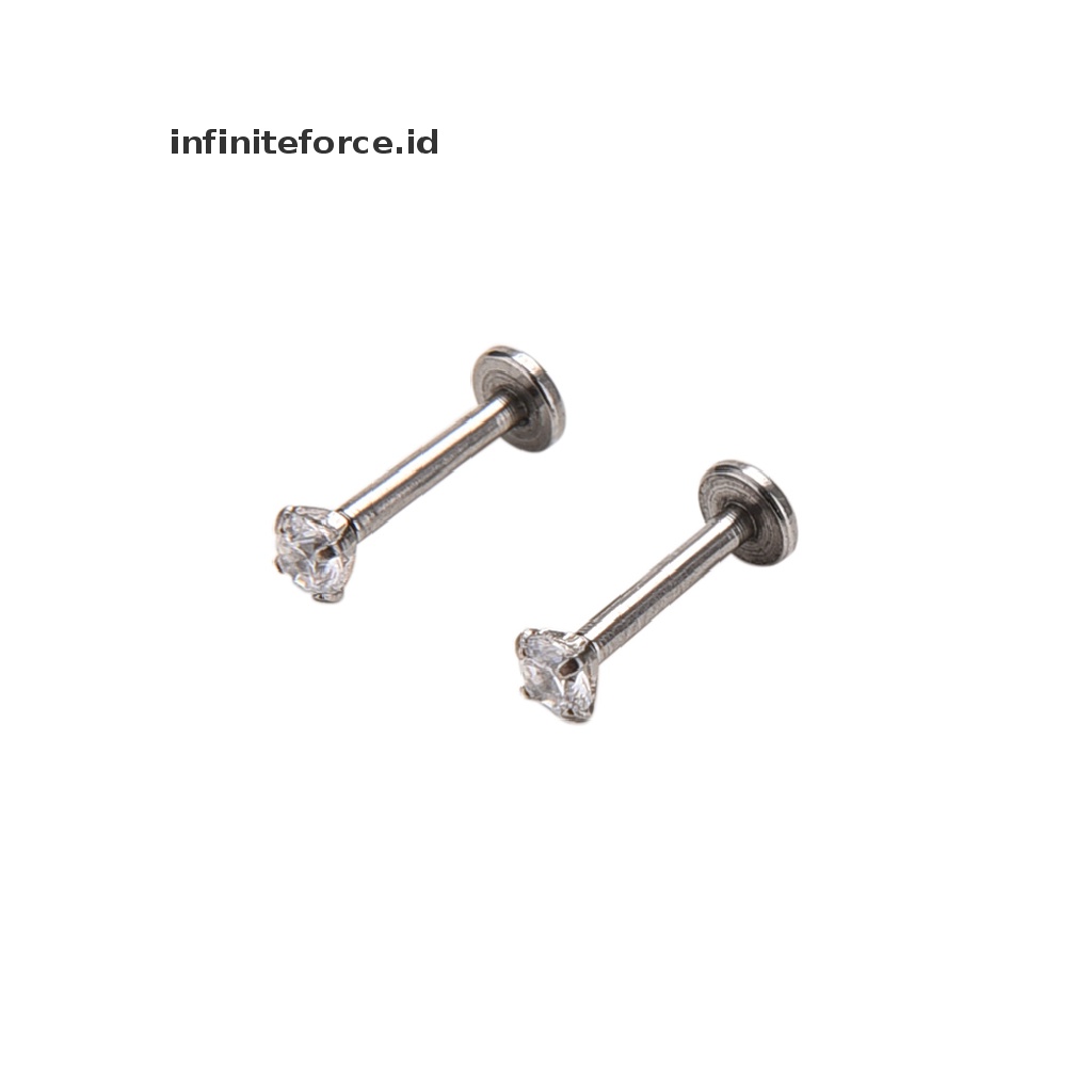 2 Pcs Cincin Tindik Bibir Bentuk Barbell Bahan Baja