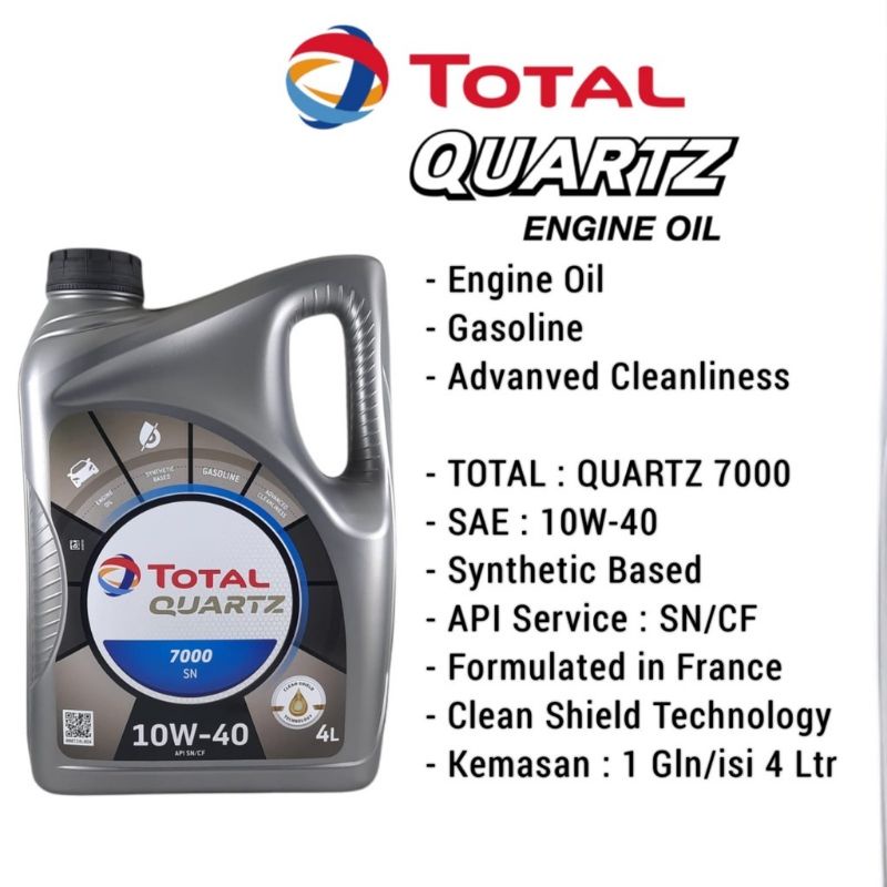 Oli mobil total API SN CF SAE 10W-40 galon (4liter) 100% original