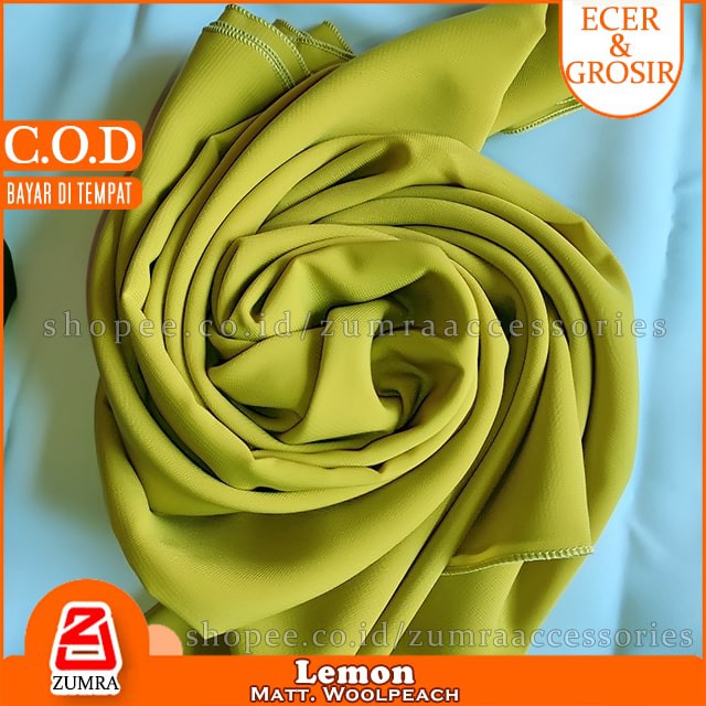 PROMO!!! Jilbab Syari Jumbo Segiempat Woolpeach Square 150 x 150 cm by zumra-Lemon