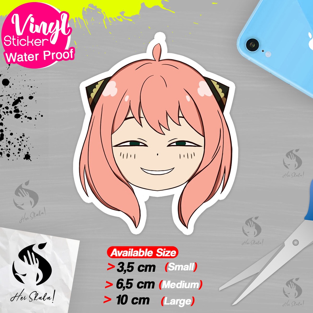 

Stiker Anya Forger Smug Smile Face Spy x FamilySticker Anime Jepang Bahan Vinyl Anti Air