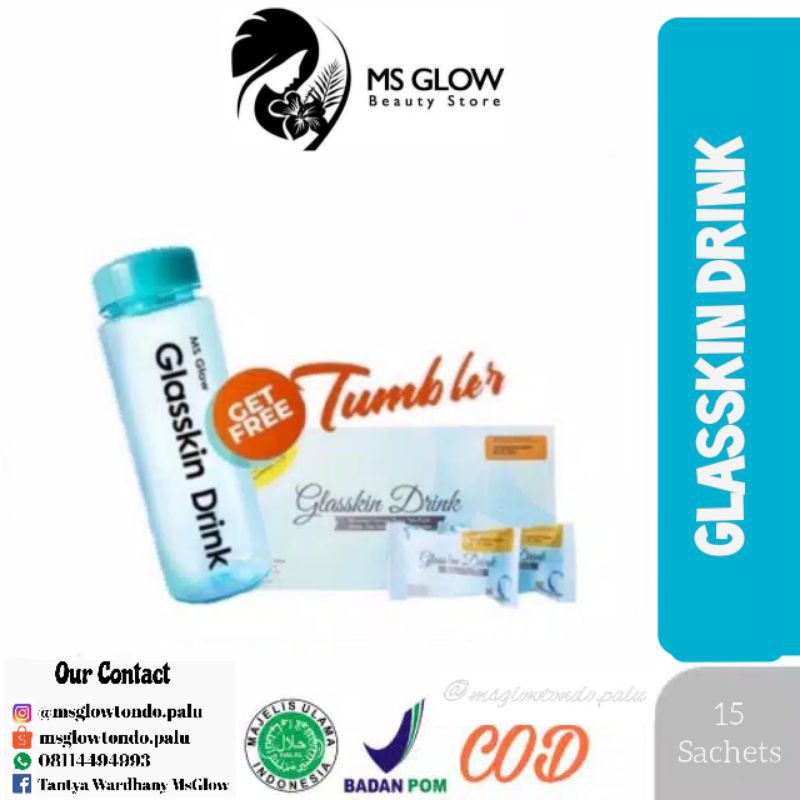 MS GLOW Glasskin Drink - minuman pemutih badan - 1 box isi 15 sacset