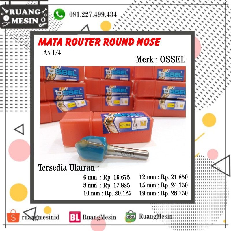 Mata Router Round Nose 8mm Mata Profil OSSEL