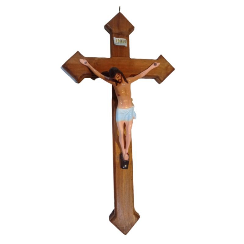 PAJANGAN SALIB YESUS INRI TINGGI 40 CM BAHAN KAYU DAN FIBERGLASS - DEKORASI SOUVENIR MURAH