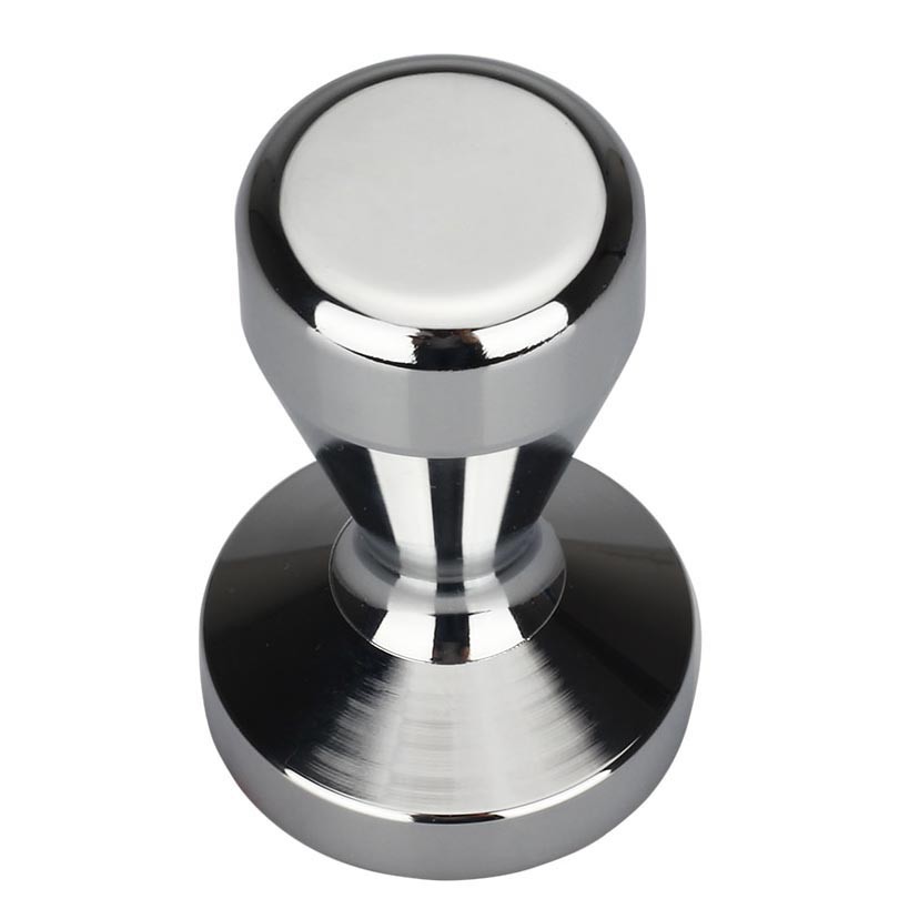 OneTwoCups Tamper Kopi Espresso Flat Stainless Steel Chrome Plated 51mm - SS51 - Silver