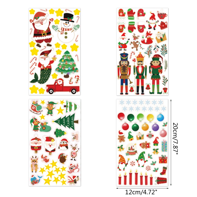 Zzz 4pcs / Set Stiker Motif Santa Claus / Snowman Natal Untuk Anak / Dewasa