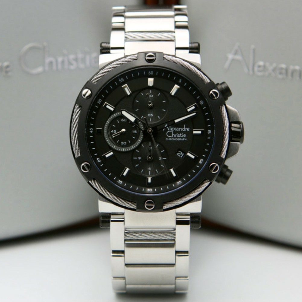 AC alexandre Christie AC 6561 Pria Original Stainless Silver Hitam