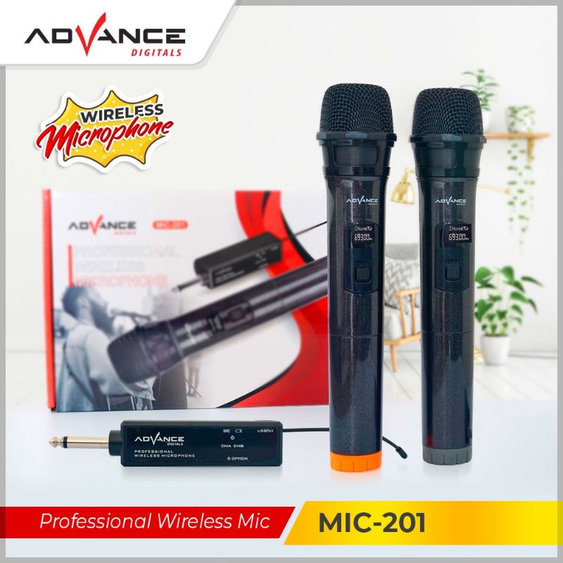 Advance Audio MIC 201 Dua Microphone Wireless Professsional Mic Karaoke Double