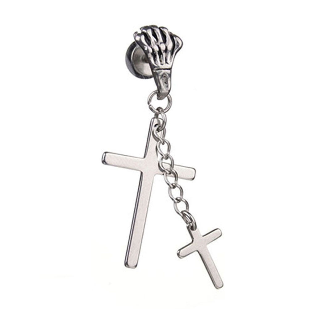 Hu Hu Hu Hu Hu Alat Bantu Pasang Kacamata♡ 1pc Anting Tusuk Gantung Wanita Desain Kaki Tengkoraksalib Ganda Gaya Unik Untuk Pesta Cocktailclub