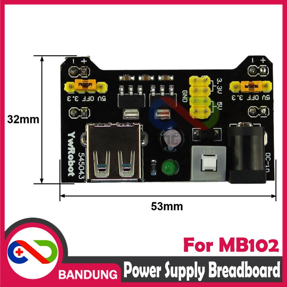 POWER SUPPLY FOR MB102 BREADBOARD 3.3V/5V MODULE