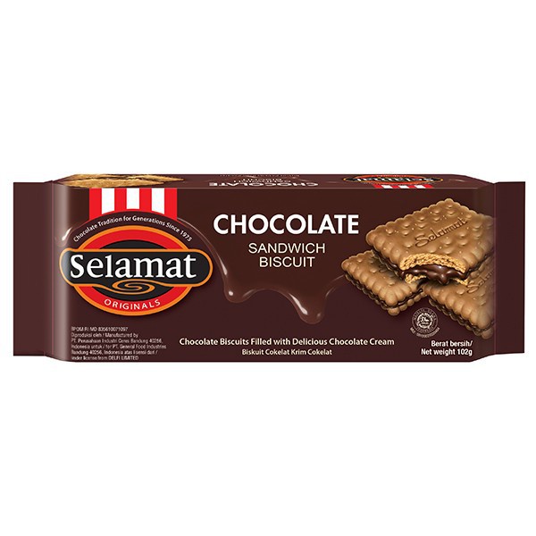 

BISKUIT SELAMAT CHOCOLATE COKLAT SANDWICH BISCUIT 102 GRAM MAKANAN RINGAN SNACK JADUL KUE COKELAT ENAK MURAH