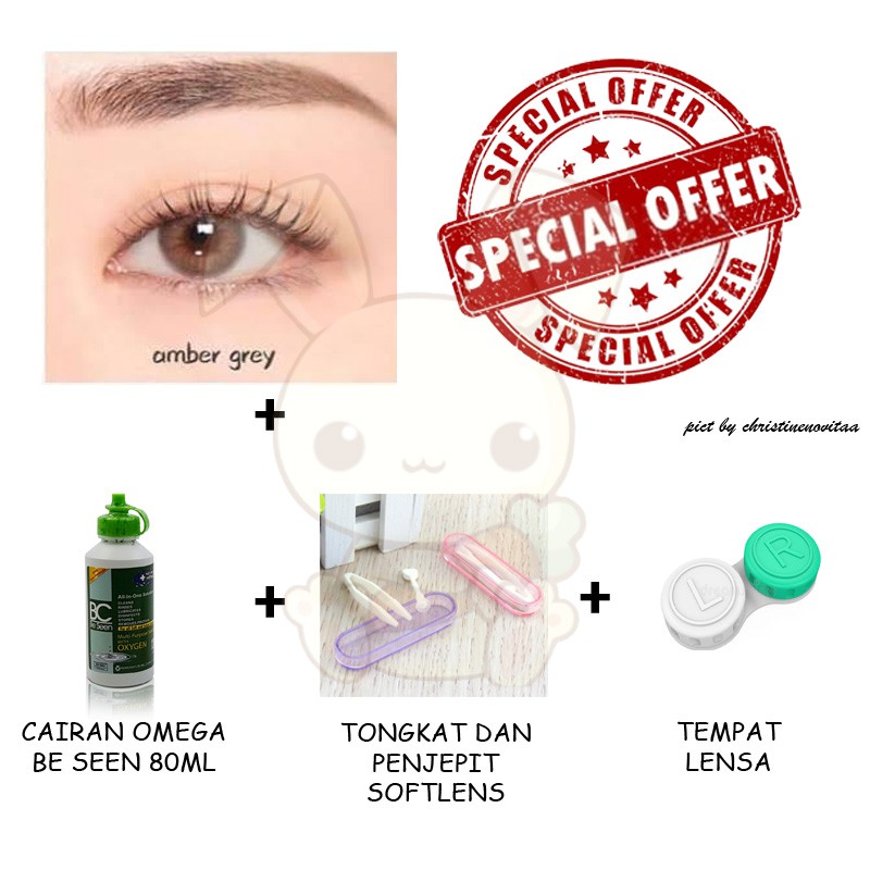 PAKET SOFTLENS IDOL DESIRE By ELCOCO NORMAL - 15MM + CAIRAN BE SEEN 60 ML + PENJEPIT / PINSET