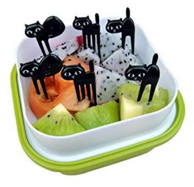 Food pick Animal Black Cat/Tusukan buah kucing/Bekal anak/bento tools