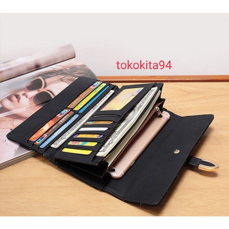 Dompet Panjang Wanita Import Satuan Polos Logam - Dompet Wanita Import Polos Logam 1Pcs - Dompet Wallet Import Satuan Motif Polos Logam