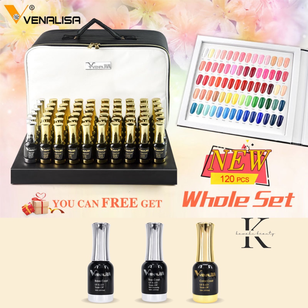 VENALISA PLATINUM 1 SET 120 Warna KUTEK GEL UV Soak OFF / kutek warna glitter color