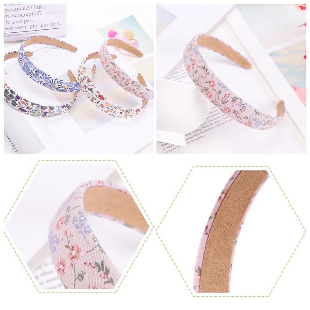 VS - Bando Motif Bunga / Korean Style Headband Solid Color Flower Pattern Lattice Hairband AR-26