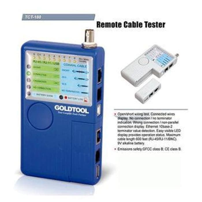 Networking GoldTool Cable Tester RJ45 &amp; RJ11, USB, BNC (TCT-180)