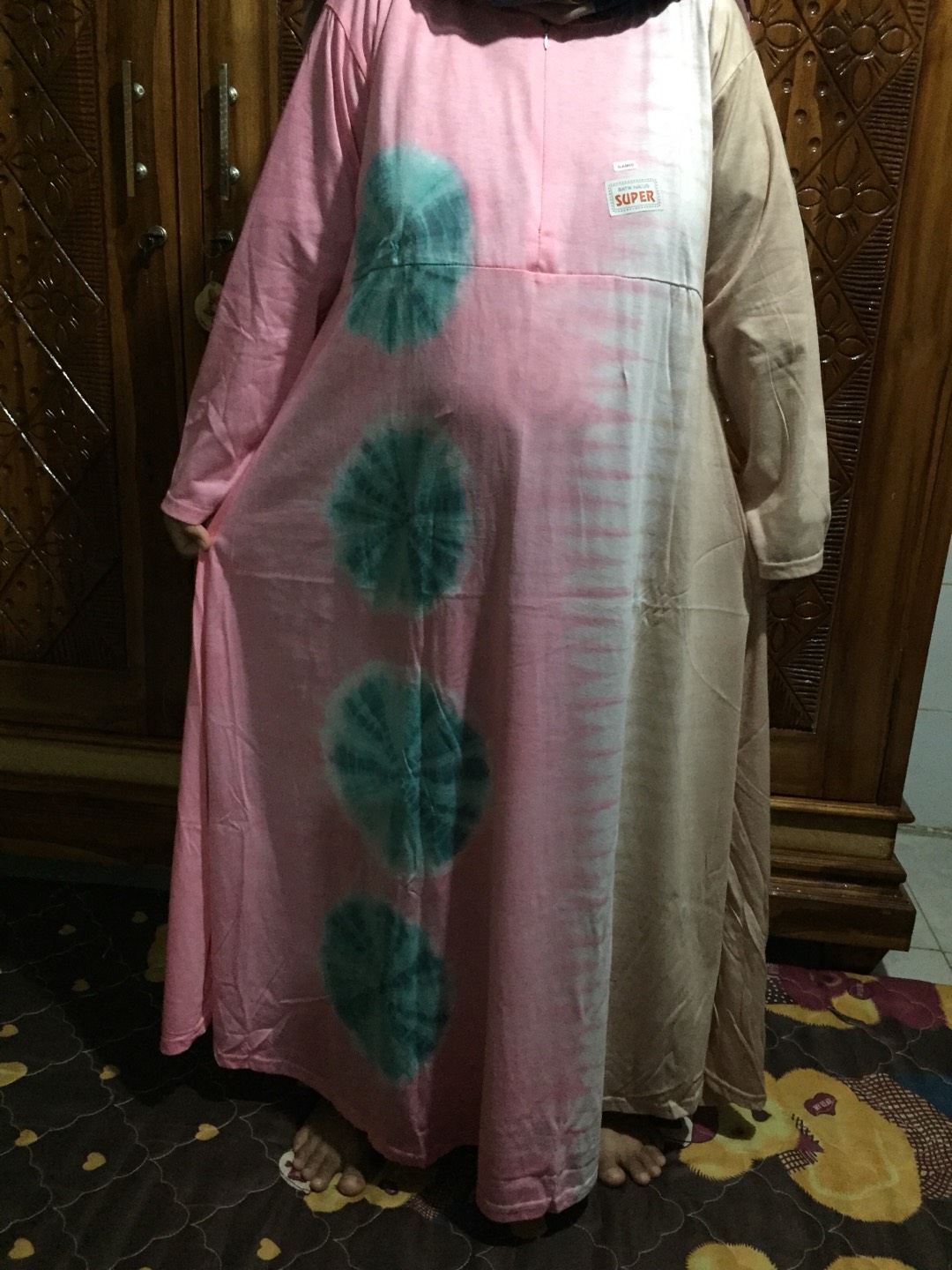 Gamis Daster Tiedye Pelangi Dress Muslimah Jumbo Motif Batik