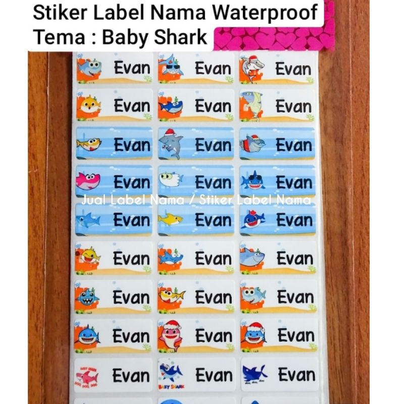 

BABY SHARK STIKER LABEL NAMA WATERPROOF / STIKER NAMA / LABEL NAMA TAHAN AIR / STIKER LABEL