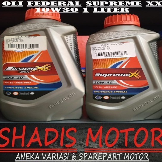 Oli Motor Merk Federal Supreme XX Sae 10w30 Ukuran 1 Liter