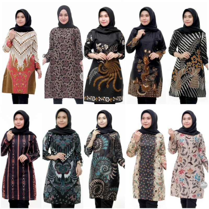 Tunik Batik Wanita Modern Terbaru JUMBO M L XL XXL Atasan Batik Wanita