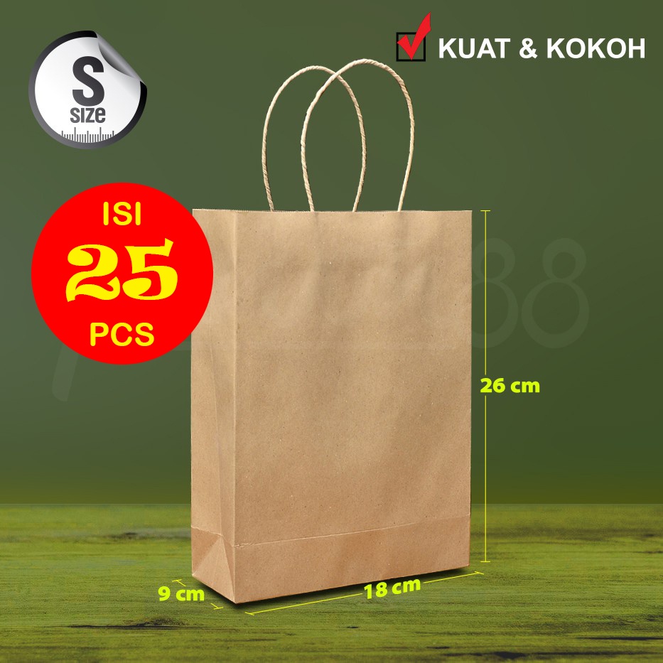 

Paper Bag - Tas Kertas - KRAFT COKLAT - S -(25 Pcs)