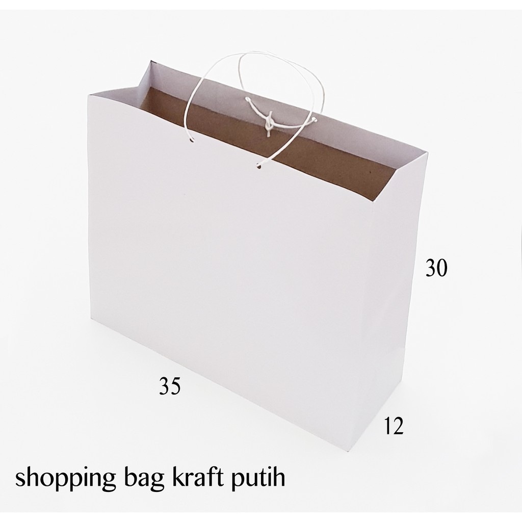 paperbag putih paper bag polos ukuran 35x30 tas kertas kraft doff shopping goodie bag souvenir xl
