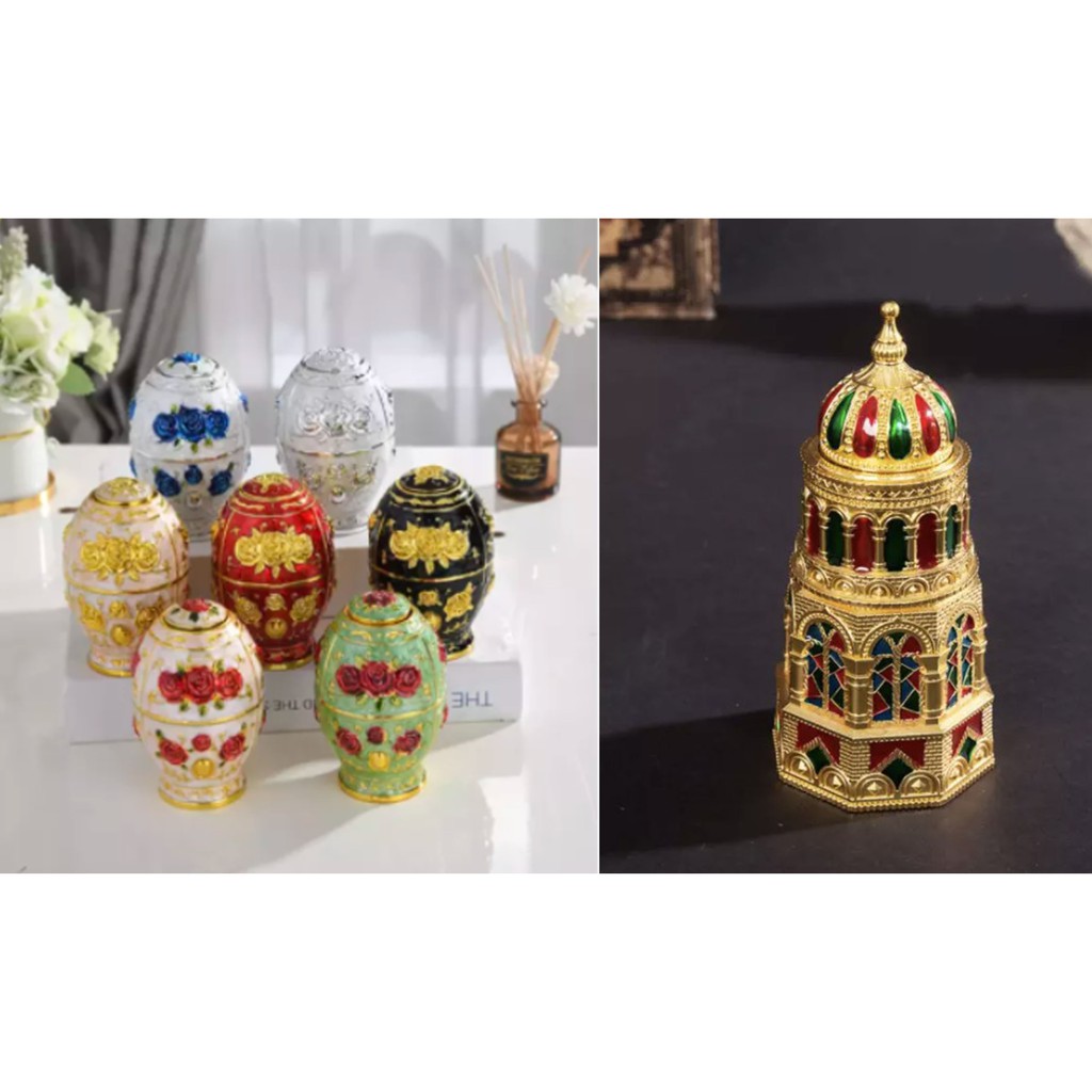 Tempat Tusuk Gigi Arabian Gold Vintage Telur/Masjid Toothpick Holder