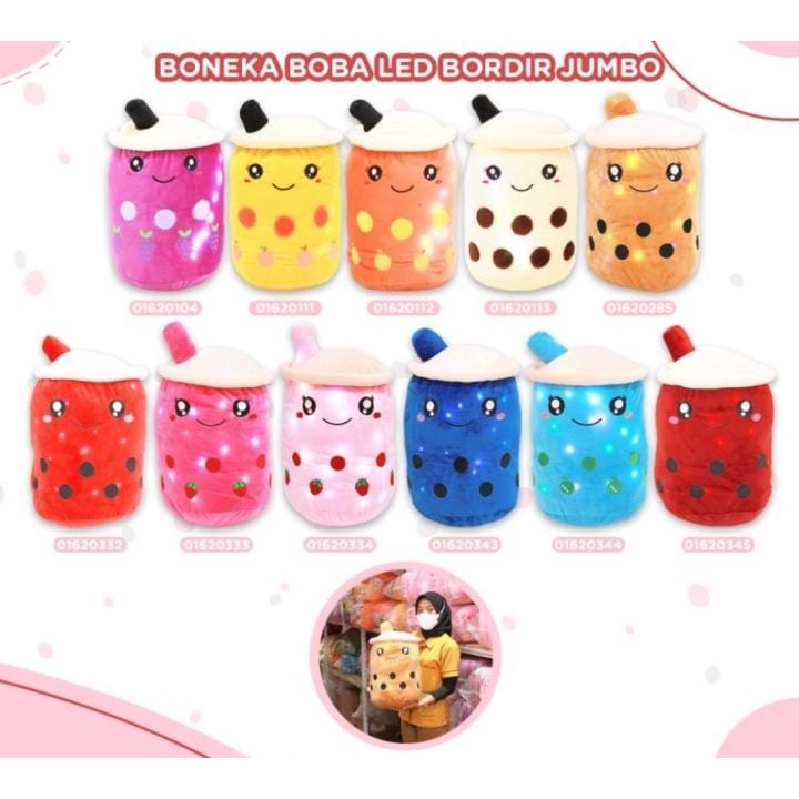 Boneka super jumbo LED BOBA BROWN SUGAR boneka boba jumbo 60cm/boneka nyala Murah