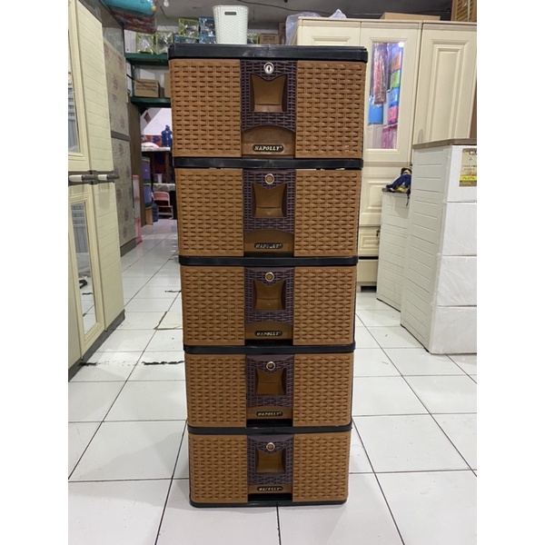 Laci Napolly Rotan anyam 5 Susun / Lemari Napolly / Lemari murah / Laci Murah