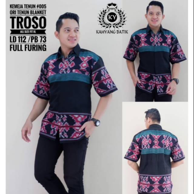 KEMEJA TENUN #005. Tenun Troso Ori Jepara