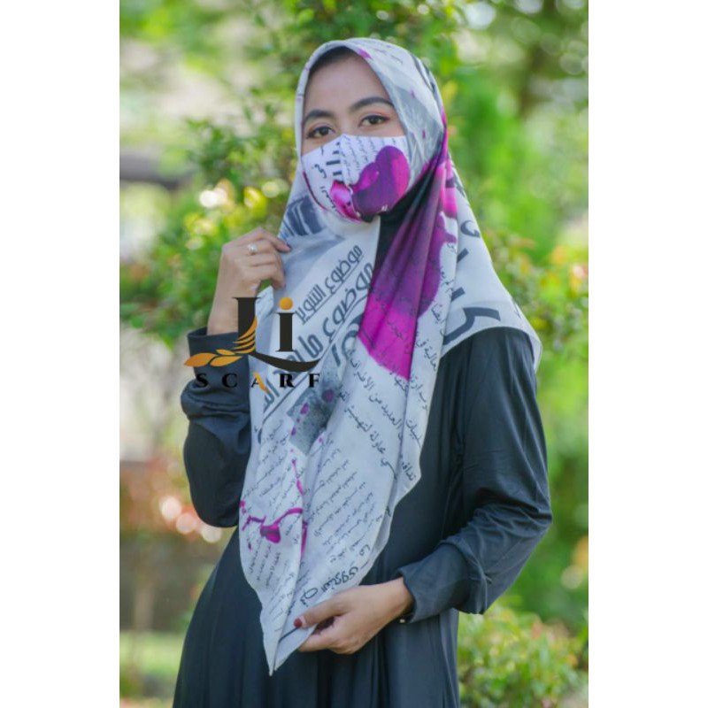Jilbab Premium Li Scarf Koran Arab - Pink Paint
