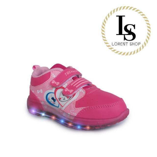 Sepatu Anak Hello Kitty LED Perempuan / kets Running lampu / Sepatu Sport Kids PAUD, TK