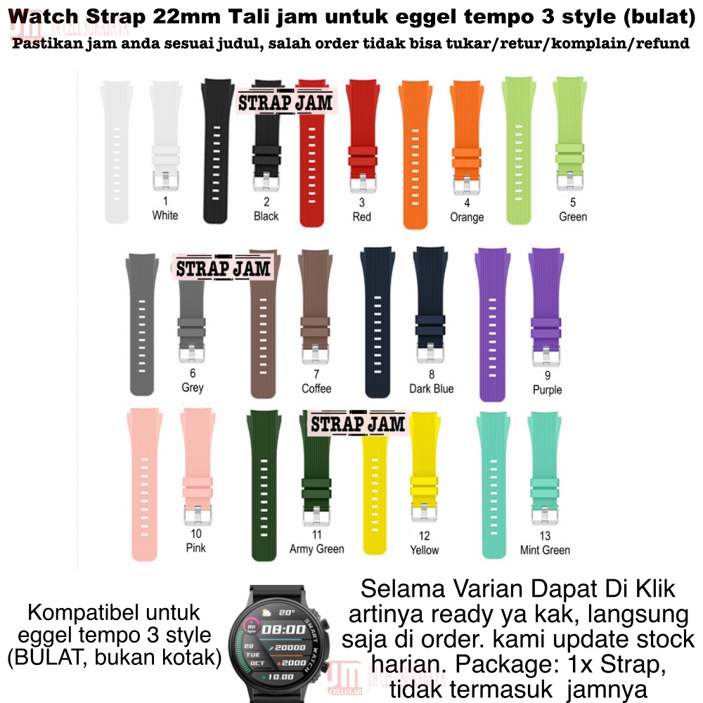 M46 Watch Strap Eggel Tempo 3 Style (Bulat) - Tali Jam Tangan 22mm Rubber Silikon