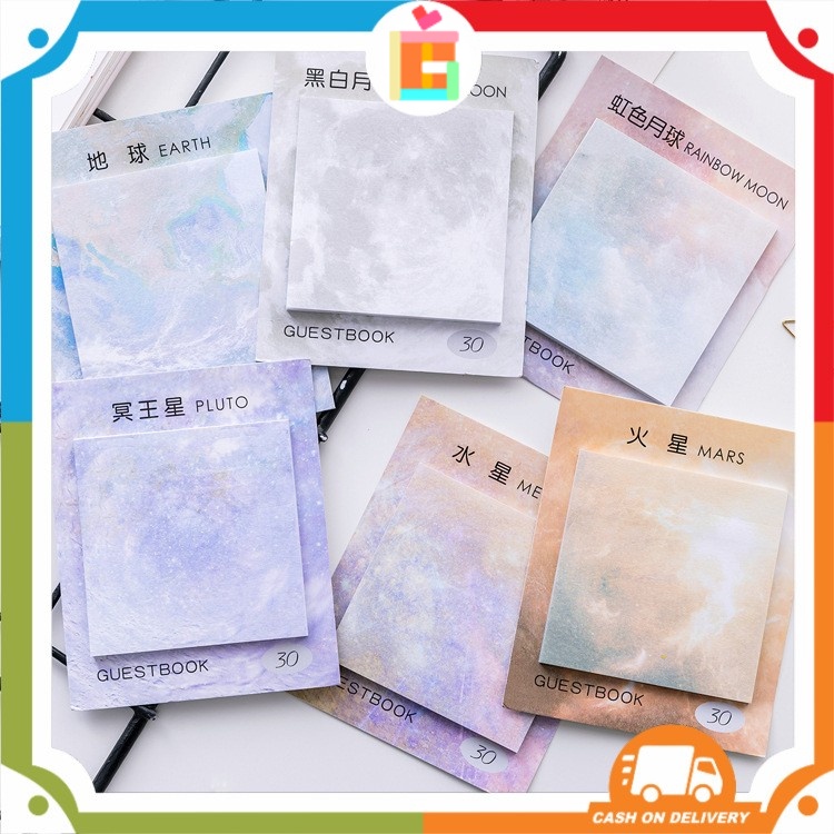 

COD✨Sticky Note Persegi / Sticky Notes Galaxy Universe Planet Earth Moon Lucu gs