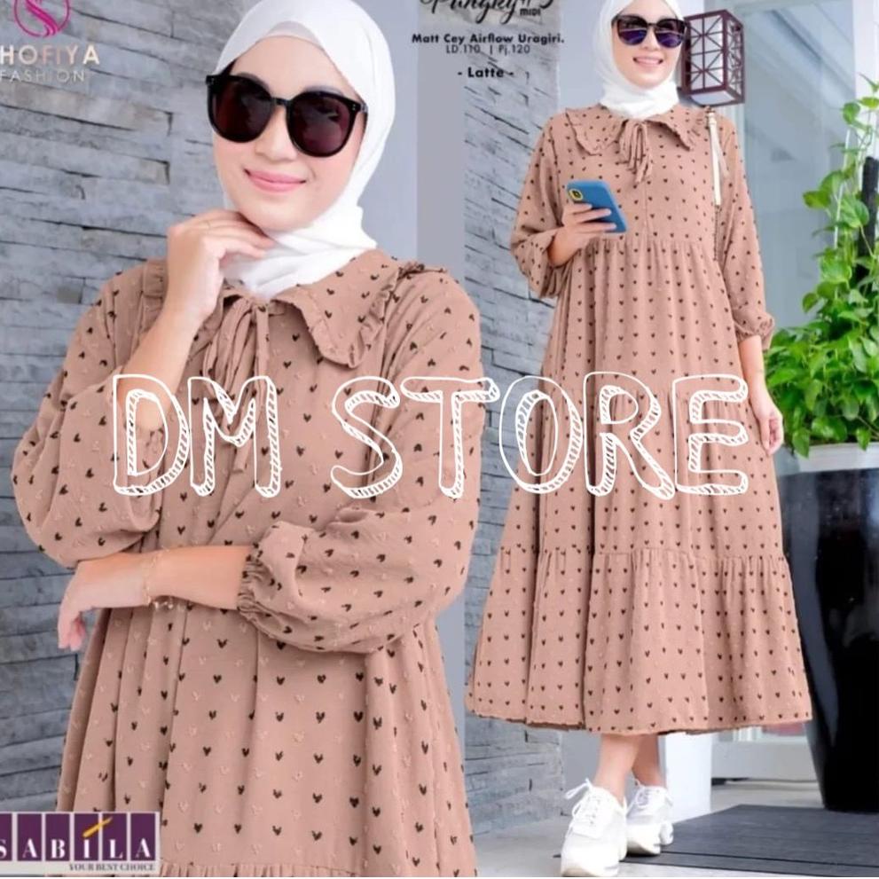 VIRALL,,,,gamis ruby crinkle Airflow Uragiri2022 / Midi Dress Dotty Gamis Home Dress Busui Katun Cri
