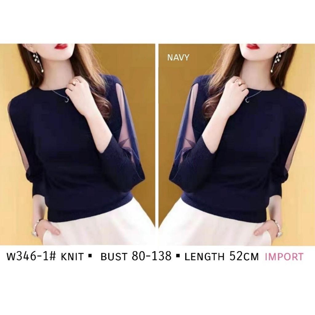 atasan baju import/ blouse import lengan balon premium/ knit top blouse