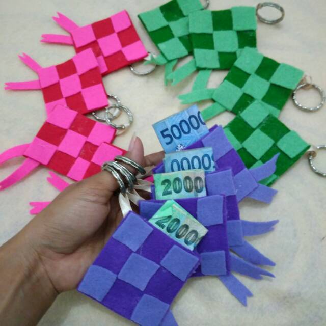Amplop Karakter Ketupat Lebaran Flanel souvenir pernikahan/khitanan/gantungan kunci/