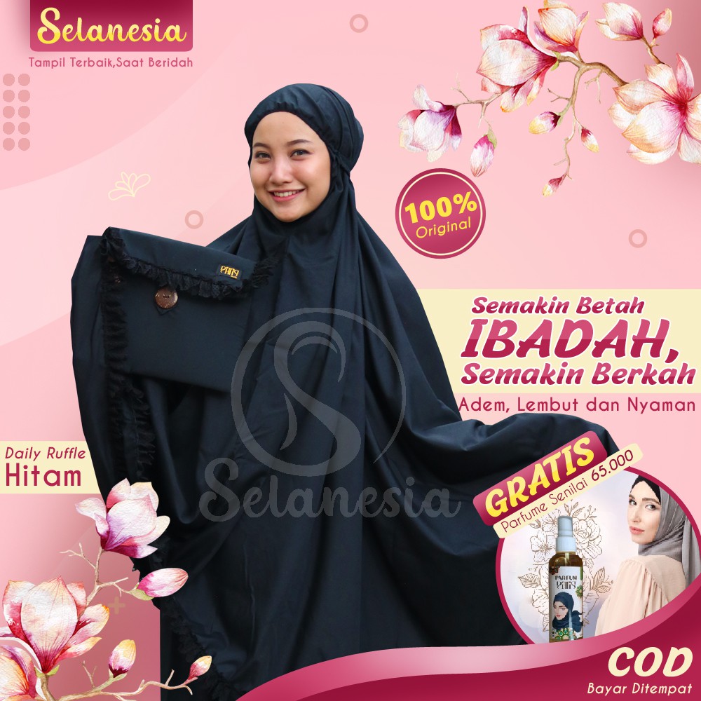 Mukenah Mukena Hitam Dewasa Polos Parisku Adem Jumbo Terbaru Sutra Renda Bordir Mewah Premium 07
