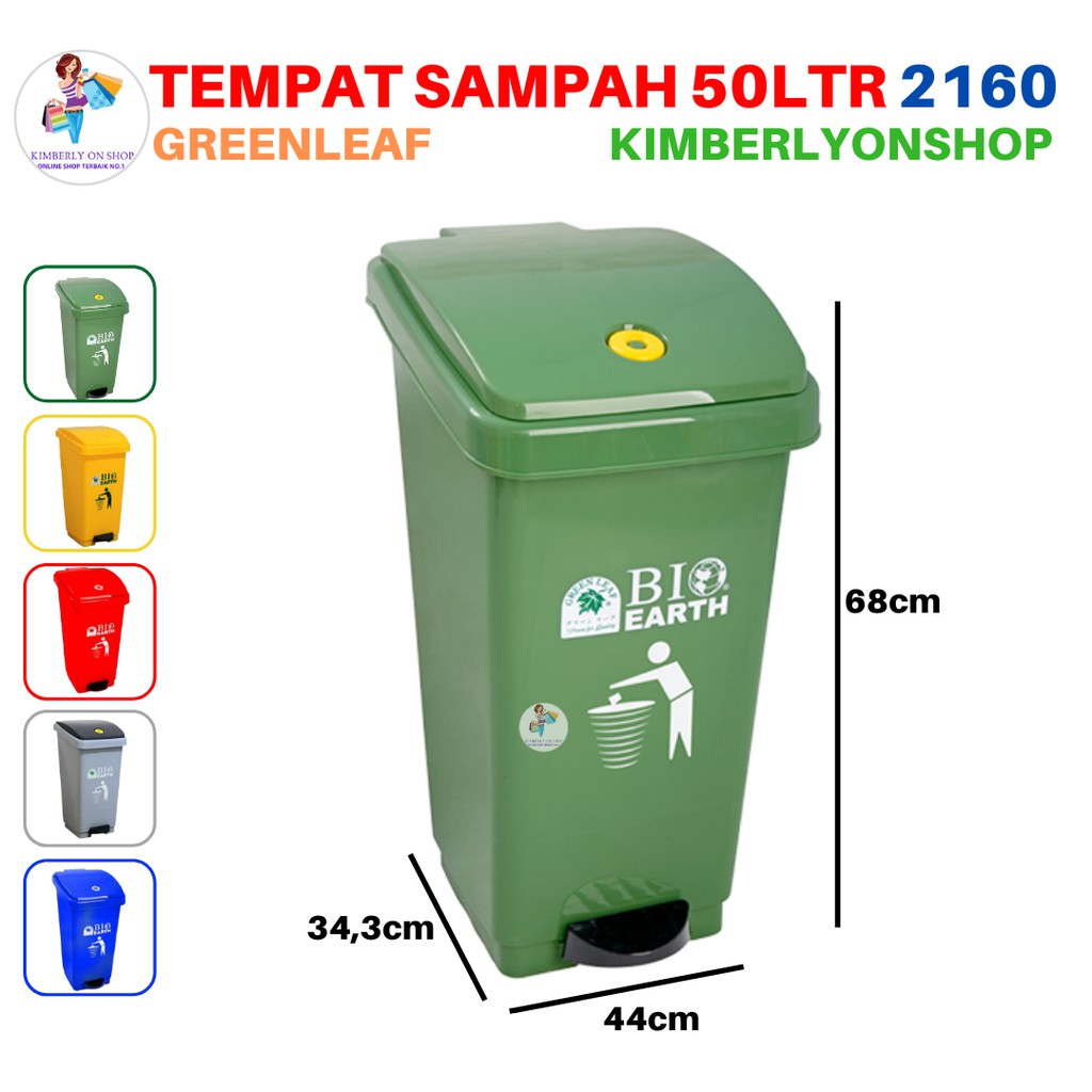 Tempat Sampah Tong sampah BIO injak 50 liter green leaf 2160