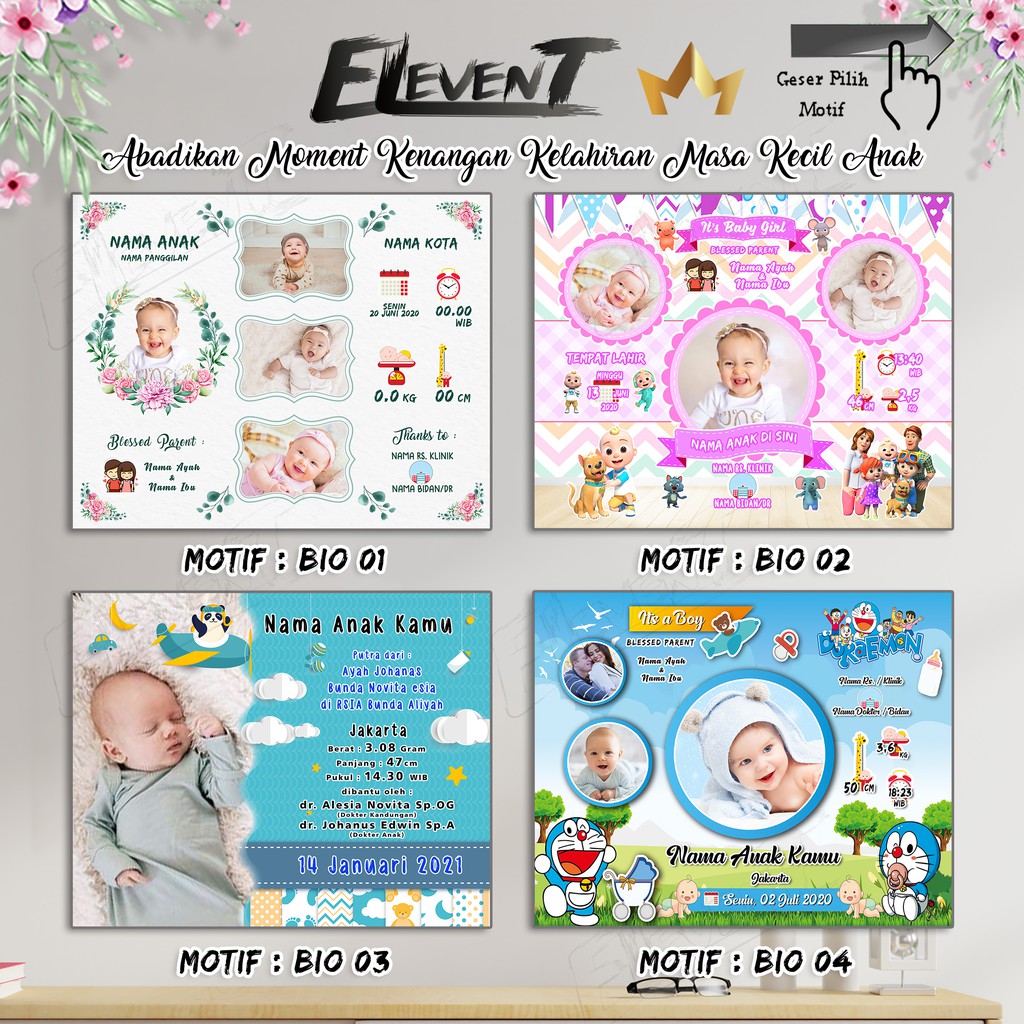 Miliki Softfile Biodata Bayi Data Kelahiran Anak Harga Terjangkau Banyak Pilihan 182 Motif Unik Tinggal Cetak Sendiri Desain/Setting Foto Baby ubah wajah / muka Pajangan Walldecor Pigura Happy Birthday Ultah Ulang Tahun Ucapan Tasyakuran Aqiqah Murah