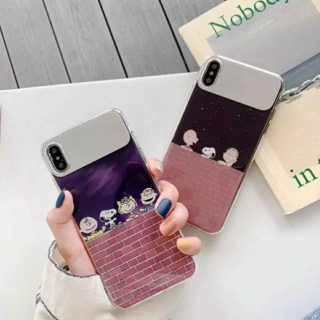 Half Mirror Snoopy  Starry / Cloudy Night Chill Cute Case iPhone 6/6+/6s/6s+/7/7+/8/8+/X/Xs/Max/Xr